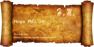 Hege Márk névjegykártya